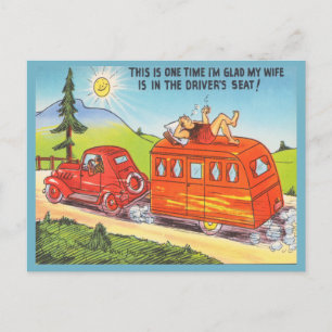 Funny Travel Trailer RV Camping Camper Cartoon Briefkaart