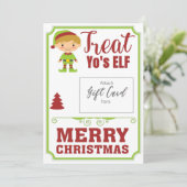 Funny Treat YoursELF Kerstmis Gift Voucher Holder (Staand voorkant)