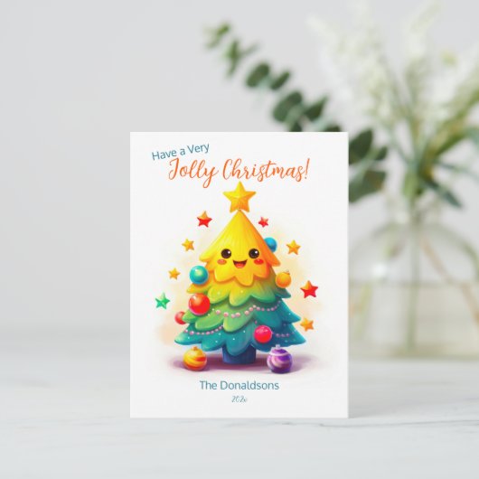 Funny Tree Christmas Briefkaart (Staand voorkant)