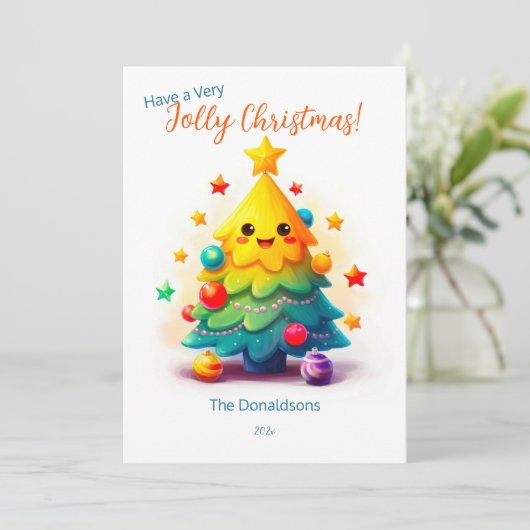 Funny Tree Christmas Kaart (Staand voorkant)