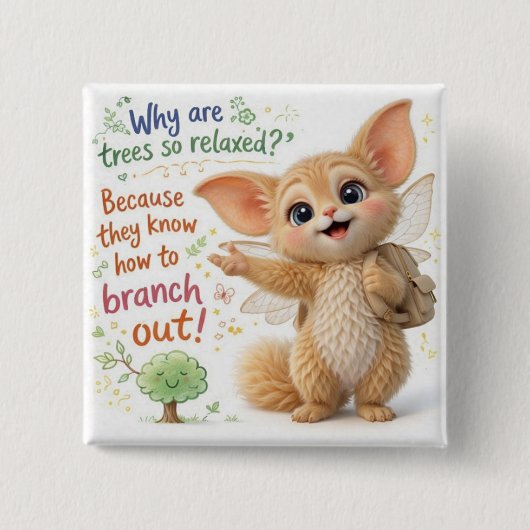 Funny Tree Dad Joke Vierkante Button 5,1 Cm (Voorkant)