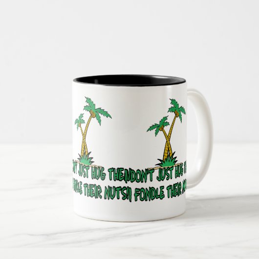 Funny tree hugger tweekleurige koffiemok (Voorkant rechts)