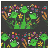 Funny Tree Kikkers en Cattails Garden Stof (Close Up)