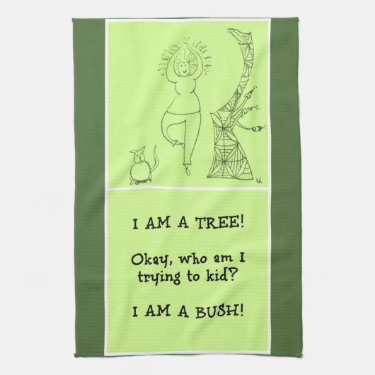 Funny Tree Pose Woman Theedoek (Verticaal)