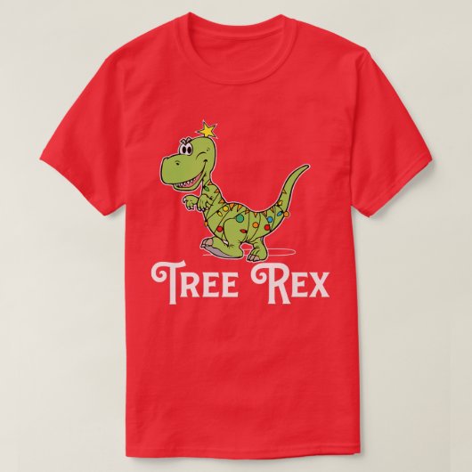 Funny Tree Re Dino Dinosaur Xmas kerstlampjes T-shirt (Design voorkant)