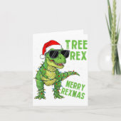 Funny Tree Rex Christmas Dinosaur Santa Hat Lights Kaart (Voorkant)