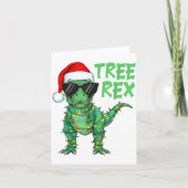 Funny Tree Rex Christmas Dinosaur Santa Hat Lights Kaart (Voorkant)