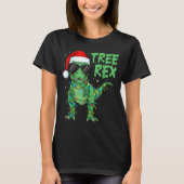Funny Tree Rex Christmas Dinosaur Santa Hat Lights T-shirt (Voorkant)