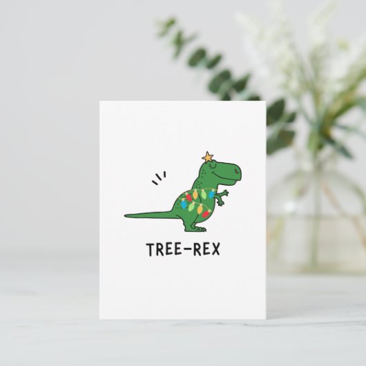 Funny Tree-Rex Kerstmis Feestdagenkaart (Staand voorkant)