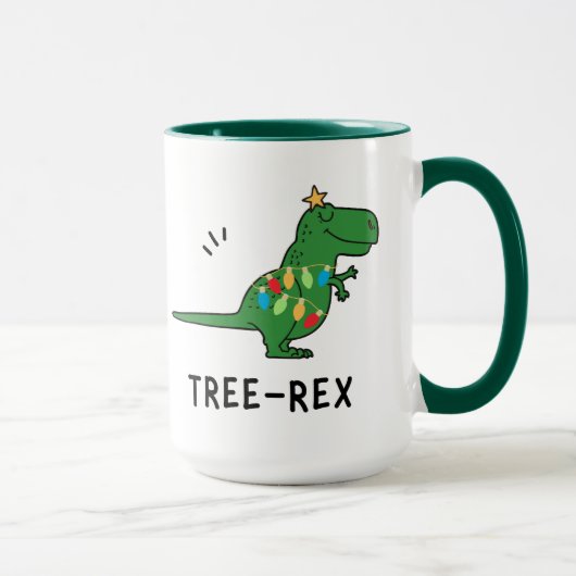 Funny Tree-Rex Kerstmis Mok (Rechts)