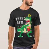 Funny Tree Rex met kerstlampjes Dinosaur Chri T-shirt (Voorkant)