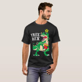 Funny Tree Rex met kerstlampjes Dinosaur Chri T-shirt (Voorkant volledig)