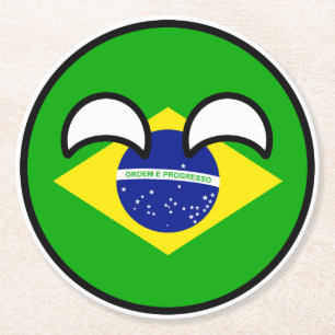 Funny Trending Geeky Brazil Countryball Ronde Kartonnen Onderzetter