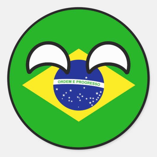 Funny Trending Geeky Brazil Countryball Ronde Sticker (Voorkant)