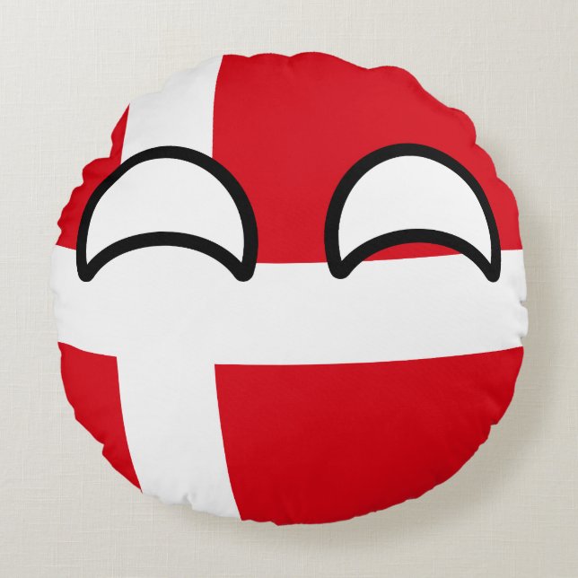 Funny Trending Geeky Denmark Countryball Rond Kussen (Voorkant)
