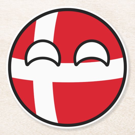 Funny Trending Geeky Denmark Countryball Ronde Kartonnen Onderzetter (Voorkant)