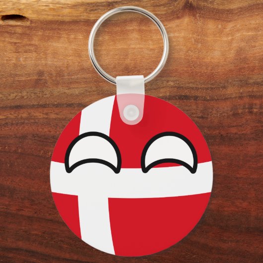 Funny Trending Geeky Denmark Countryball Sleutelhanger (Voorkant)