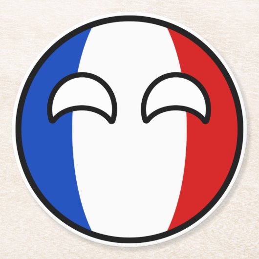Funny Trending Geeky France Countryball Ronde Kartonnen Onderzetter (Voorkant)