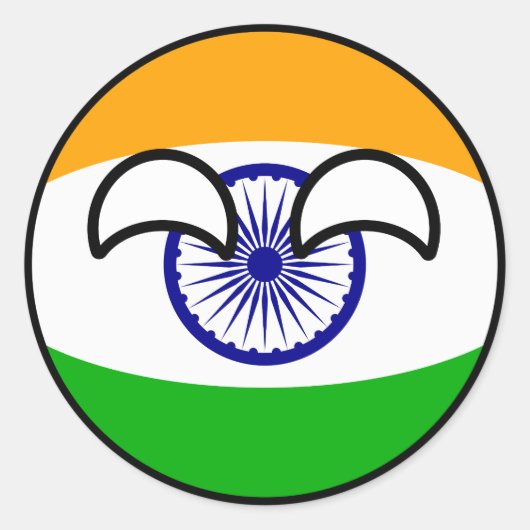 Funny Trending Geeky India Countryball Ronde Sticker (Voorkant)