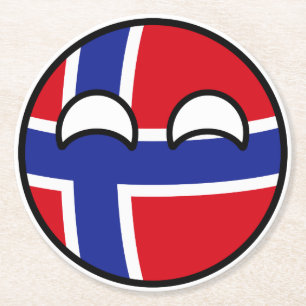 Funny Trending Geeky Norway Countryball Ronde Kartonnen Onderzetter