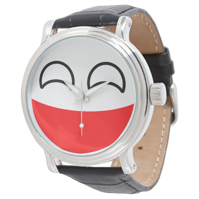 Funny Trending Geeky Poland Countryball Horloge (Gekanteld)