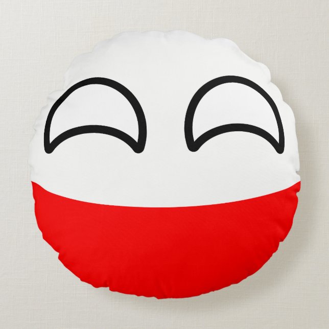 Funny Trending Geeky Poland Countryball Rond Kussen (Voorkant)