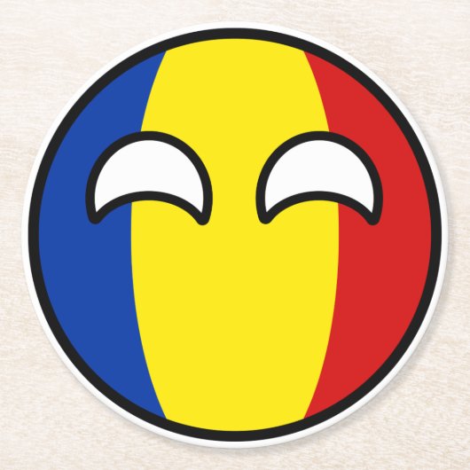 Funny Trending Geeky Roemenië Countryball Ronde Kartonnen Onderzetter (Voorkant)