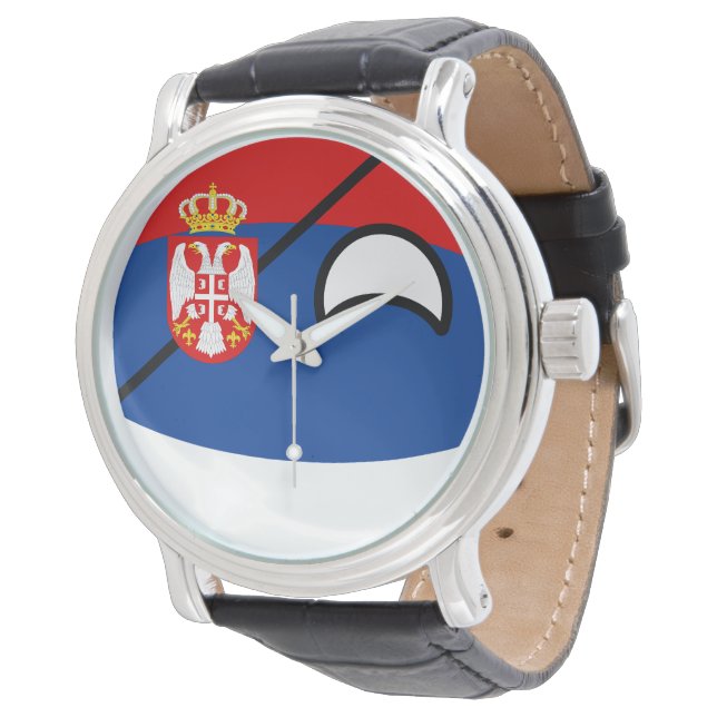 Funny Trending Geeky Servië Countryball Horloge (Gekanteld)