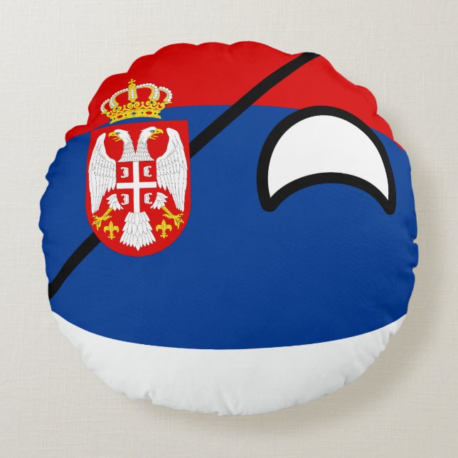 Funny Trending Geeky Servië Countryball Rond Kussen (Voorkant)