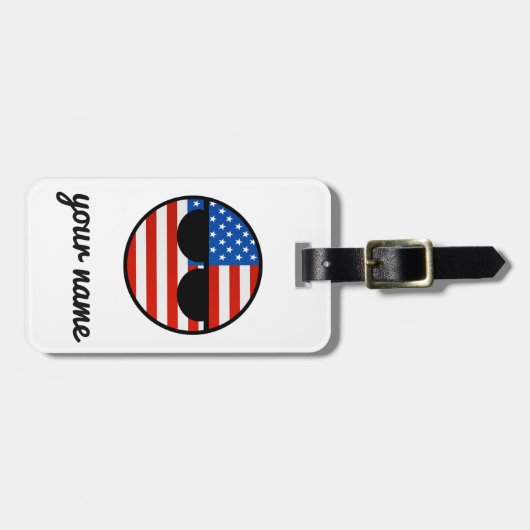 Funny Trending Geeky USA Countryball Bagagelabel (Voorkant horizontaal)