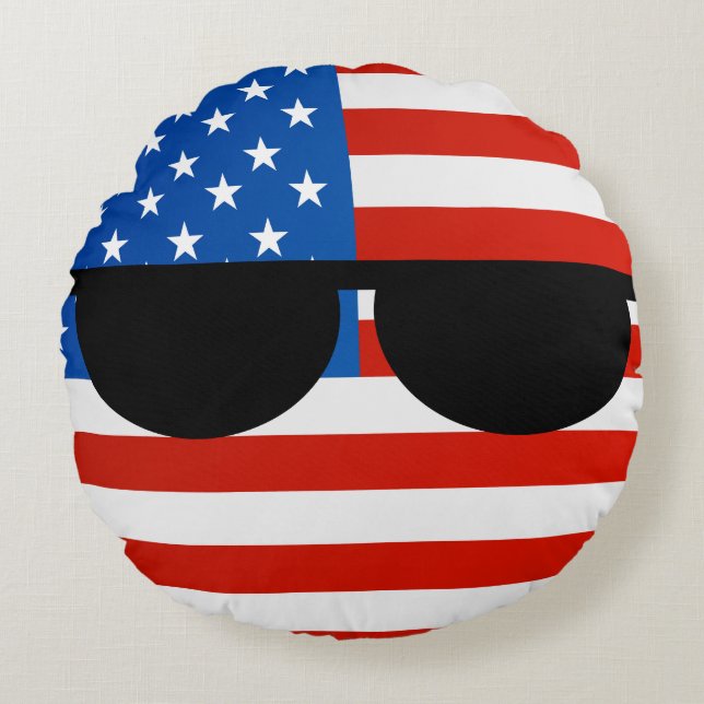 Funny Trending Geeky USA Countryball Rond Kussen (Voorkant)