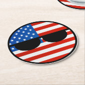 Funny Trending Geeky USA Countryball Ronde Kartonnen Onderzetter (Gebogen)