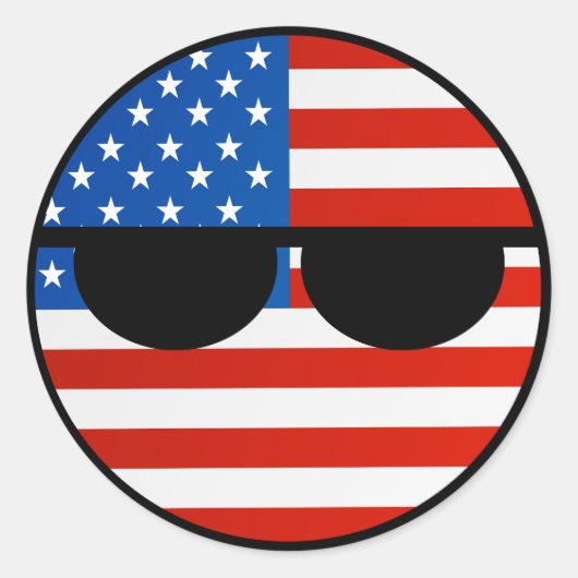 Funny Trending Geeky USA Countryball Ronde Sticker (Voorkant)