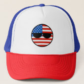 Funny Trending Geeky USA Countryball Trucker Pet (Voorkant)