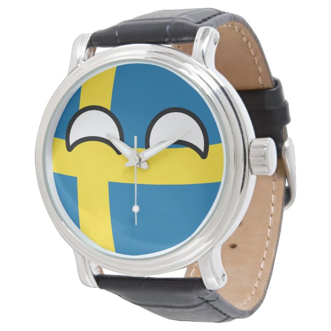 Funny Trending Geeky Zweden Countryball Horloge (Gekanteld)