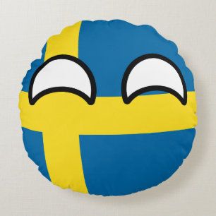 Funny Trending Geeky Zweden Countryball Rond Kussen
