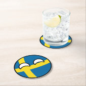 Funny Trending Geeky Zweden Countryball Ronde Kartonnen Onderzetter (Insitu)