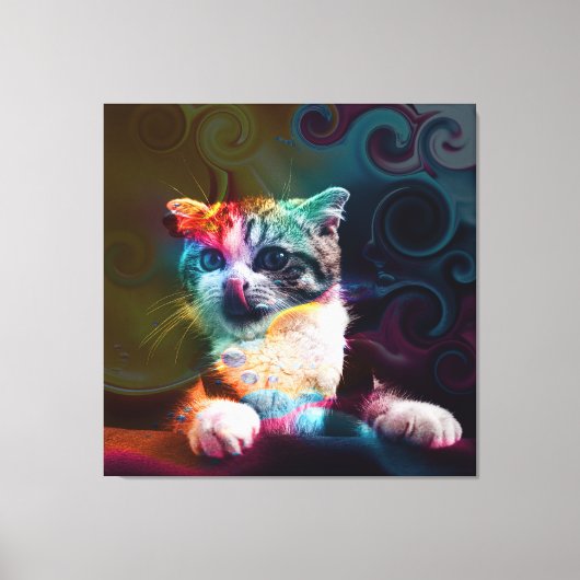 FUNNY TRENDY COLORFUL CAT ART CANVAS AFDRUK (Voorkant)