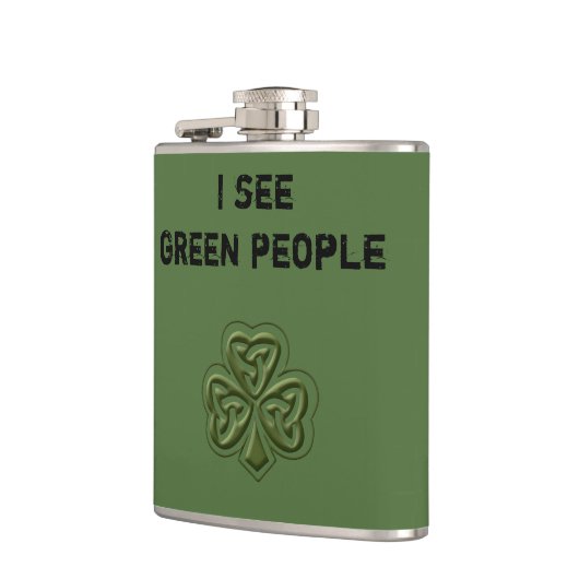 Funny trendy green Irish Gelukkig shamrock grapje Heupfles (Links)