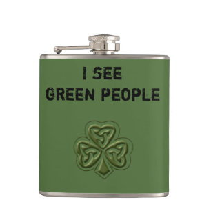 Funny trendy green Irish Gelukkig shamrock grapje Heupfles