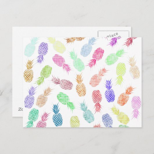 Funny Trendy Hipster Waterverf Pineappels Briefkaart (Voorkant / Achterkant)