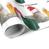 Funny trendy kerstkerstkerstkat met bier cadeaupapier (Rol Hoek)