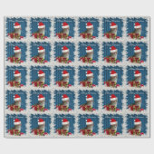 Funny trendy Santa wise-kerstkat Cadeaupapier (Vlak)