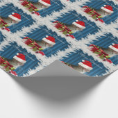 Funny trendy Santa wise-kerstkat Cadeaupapier (Hoek)