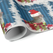 Funny trendy Santa wise-kerstkat Cadeaupapier (Rol Hoek)