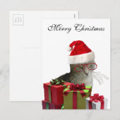 Funny trendy Santa wise-kerstkat Feestdagenkaart (Voorkant / Achterkant)