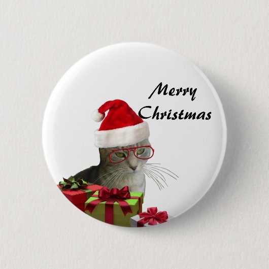 Funny trendy Santa wise-kerstkat Ronde Button 5,7 Cm (Voorkant)