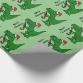 Funny Trex Dinosaur kerstcadeautje Cadeaupapier (Hoek)