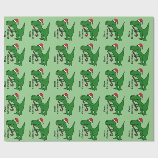 Funny Trex Dinosaur kerstcadeautje Cadeaupapier (Vlak)