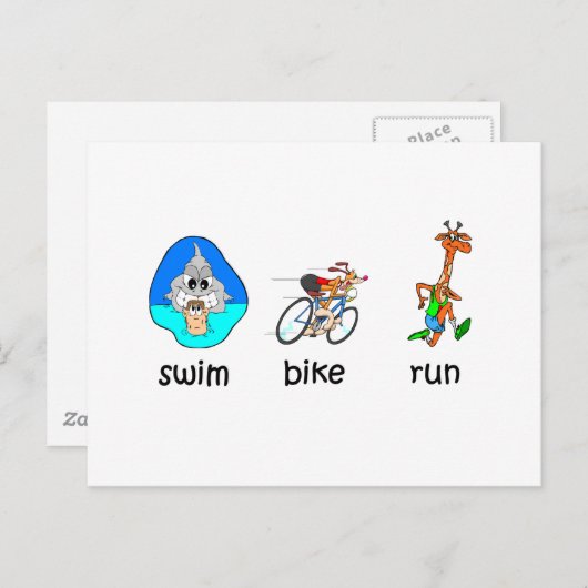 Funny triathlon briefkaart (Voorkant / Achterkant)